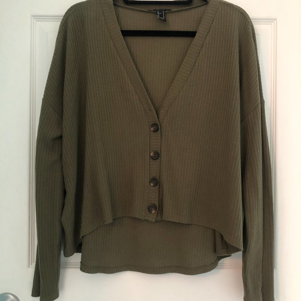 Olive Green Cropped Long Sleeve
